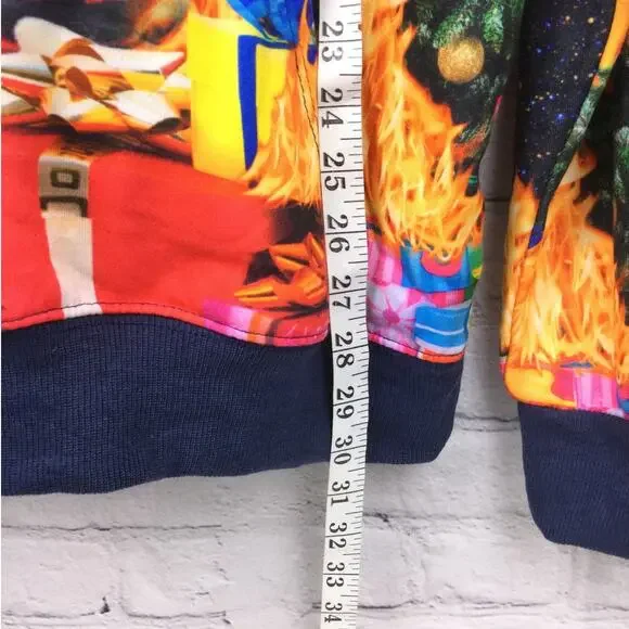 Threadcraft Santa Trex Graphic Hoodie Ugly Christmas Sweater Sweatshirt Men's L - Picture 11 of 12